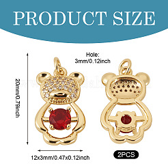 2Pcs Brass Micro Pave Cubic Zirconia Pendants&nbsp;KK-TA0002-81B