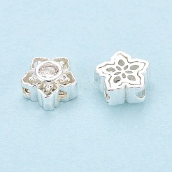 真鍮パヴェクリアキュービックジルコニアマルチ連売りリンク  花  925銀メッキ  7.5x8x4mm  穴：1.4mm&nbsp;KK-N288-17S