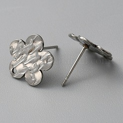 304 Stainless Steel Textured Geometry Stud Earrings Findings with Hole&nbsp;STAS-WH0027-54C