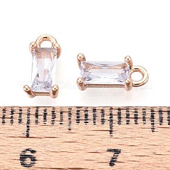 5個透明ガラスチャーム  真鍮パーツ  多面カット  長方形  ライトゴールド  透明  8.5x4x3mm  穴：1mm&nbsp;GLAA-YW0004-40A