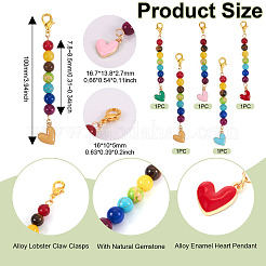 5Pcs 5 Colors Alloy Enamel Heart Pendant Decorations&nbsp;HJEW-TA0001-27