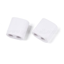 ABSプラスチックビーズ  正方形  2穴  5~6mmコードに適合  ホワイト  15x15x8.5mm  穴：4.8mm&nbsp;OACR-N156-07A
