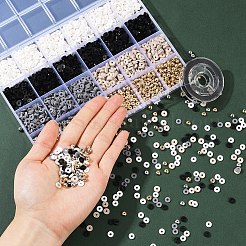 DIY ポリマー粘土ビーズ & CCB プラスチックビーズブレスレット作成キット  ブラック  5~6x0.5~1mm  穴：1.2mm&nbsp;DIY-YW0012-06B