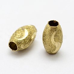 真鍮の織り目加工のビーズ  ニッケルフリー  オーバル  生（メッキなし）  10x6mm  穴：3mm&nbsp;KK-J270-59C