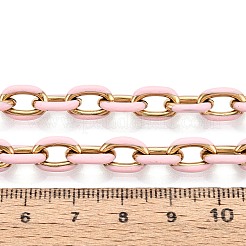 304ステンレススチールエナメルアズキチェーン  オーバル  溶接されていない  イオンプレーティング（ip）  ゴールドカラー  フラミンゴ  11x8x2mm&nbsp;CHS-ZX006-06C