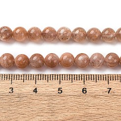 ナチュラルゴールドサンストーンビーズ連売り  ラウンド  6~6.8mm  穴：0.9mm  約62個/連  15.16''（38.5センチメートル）&nbsp;G-A276-A03-6mm-01