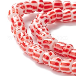 手作りランプワークビーズ連売り  2トーン  コラム  レッド  4~5.5x2~4mm  穴：1.2~1.4mm  約130個/連  14.96~15.16インチ（38~38.5cm）&nbsp;BLOW-K001-01A-01