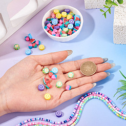 3連売り3色手作りポリマークレイビーズ連売り  ジュエリー工芸用品のDIY用  ヒシビーズ  ディスク/フラットラウンド  手作りポリマー粘土フルーツテーマビーズ120個付き  ミックスカラー  3x0.6~1.2mm  穴：1.6~1.8mm  約412個/連  15.94インチ（40.5cm）  1本/色&nbsp;CLAY-TA0001-85
