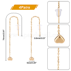 4Pairs 304 Stainless Steel Ear Thread with Heart for Women&nbsp;STAS-UN0035-81