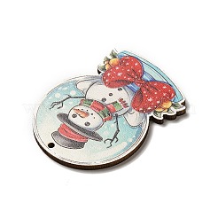 片面プリントウッドビッグペンダント  クリスマスクリスタルボールチャーム  54.5x41x2.6mm  穴：2mm&nbsp;LS-WOOD-H102-02D
