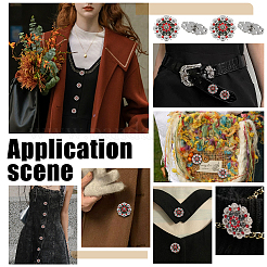 20Pcs Flower Zinc Alloy & Rhinestone & Glass Rivets&nbsp;BUTT-NB0001-84B