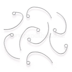 真鍮のピアスフック  水平ループ付き  ニッケルフリー  プラチナメッキ  21x12x1mm  穴：2mm&nbsp;X-KK-Q735-346P