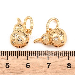 真鍮舗装クリアキュービックジルコニアペンダント  ひょうたんチャーム  18KGP本金メッキ  9.5x16.5x9.5mm  穴：6x4mm&nbsp;KK-L274-12G