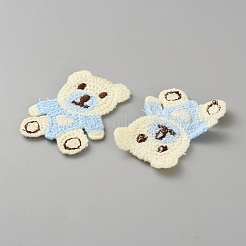 ポリエステル刺繍糸 アイロン/縫い付けパッチ  布のアップリケ  クマ  ライトスカイブルー  60x46x1.5mm&nbsp;PATC-WH0023-23A