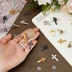 24Pcs 4 Colors Cross Alloy Lapel Pin Backs for Backpack Clothes&nbsp;JEWB-FH0002-99