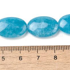 天然染めのマレーシアジェイドビーズ連売り  平らな楕円形  ディープスカイブルー  18~18.5x12~13x4.5~5mm  穴：1mm  約22個/連  15.75''（40センチメートル）&nbsp;G-B137-A01-01E