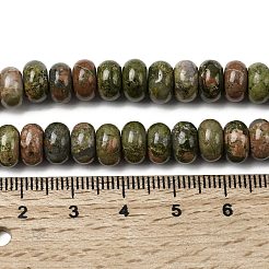 天然石ユナカイトビーズ連売り  ロンデル  8.5x5.5mm  穴：1mm  約73個/連  15.35''（39センチメートル）&nbsp;G-A280-A20-02