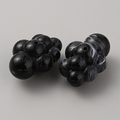 不透明なアクリルビーズ  雲  ブラック  33x23x17.5mm  穴：1.8mm&nbsp;SACR-TAC0005-04B
