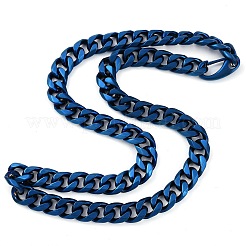 イオンプレーティング（IP）304ステンレススチール製キューバンリンクチェーンネックレス（男性用）  ブルー  23.70インチ（60.2cm）&nbsp;NJEW-B116-07BL