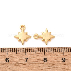 真鍮チャーム  スターのチャーム  長持ちメッキ  ニッケルフリー  18KGP本金メッキ  11.5x9.5x2mm  穴：1.2mm&nbsp;KK-K382-45G
