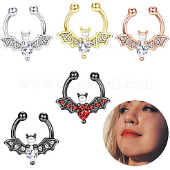 316L Stainless Steel Clear Cubic Zirconia Halloween Bat Clip-on Nose Septum Rings&nbsp;WG4B0C3-04