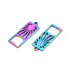 イオンプレーティング（IP）201ステンレスペンダント  太陽と長方形  虹色  27.5x10.5x1.5mm  穴：1.8mm&nbsp;STAS-T063-171M