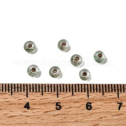 透明なストライプのガラスシードビーズ  ラウンド  ミディアムシーグリーン  3.5~4x2~2.5mm  穴：0.9~1mm  約140~160個/袋&nbsp;GLAA-NH0001-06C