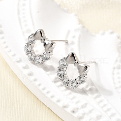 Bowknot 925 Sterling Silver Micro Pave Clear Cubic Zirconia Stud Earrings&nbsp;EJEW-S271-02P