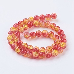 ツートンクラックガラスビーズ連売り  ラウンド  レッド  8~8.5mm  穴：1mm  約50~52個/連  14.9インチ〜15.7インチ（38~40cm）&nbsp;LS-CCG-I001-09