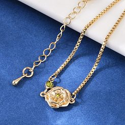 Brass Micro Pave Cubic Zirconia Birthday Flower Link Bracelets&nbsp;BJEW-U031-01G-08