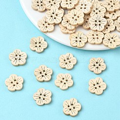 Carved 4-hole Basic Sewing Button in Flower Shape&nbsp;NNA0YYS