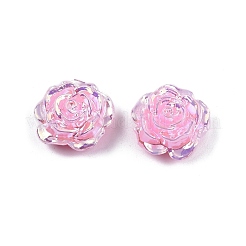 不透明な腹筋プラスチック ビーズ  片穴  花  パールピンク  15x16x6.5mm  穴：1.2mm&nbsp;KY-G019-02H