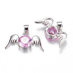 Brass Cubic Zirconia Pendant&nbsp;ZIRC-P016-45P