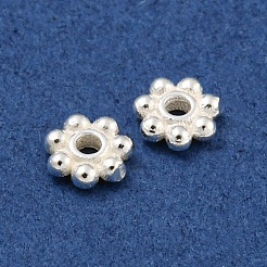 925スターリングシルバービーズ  粒状ビーズ  銀色のメッキ  銀  4x1mm  穴：1mm  約111個/10g&nbsp;STER-C007-06A-S