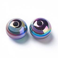 ストライプ柄樹脂ビーズ  ABカラー  ロンデル  カラフル  15.5~16x13.5~14.5mm  穴：2.5~3.5mm&nbsp;RESI-B014-01B-08