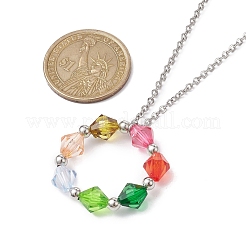 Colorful Acrylic Beaded Ring Pendant Necklaces&nbsp;NJEW-JN04596-02