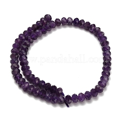 天然石アメジストビーズ連売り  多面カット  ロンデル  8x5.5mm  穴：1.2mm  約69個/連  15.16''（38.5センチメートル）&nbsp;G-Z111-A08-02