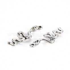 合金のチベット風チャーム  鉛フリー＆カドミウムフリー  ヘビ  アンティークシルバー  28x9.5x3mm  穴：1mm&nbsp;X-TIBE-S323-107AS-RS