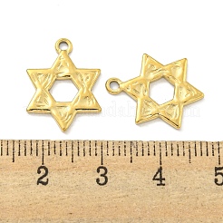 PVD真空メッキ304ステンレスペンダント  ダビデの星のチャーム  18KGP本金メッキ  17x13x1.5mm  穴：1.6mm&nbsp;STAS-L278-86G
