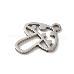 変色しない201ステンレススチールペンダント  レーザー切断  きのこチャーム  ステンレス鋼色  17x13x1mm  穴：1.6mm&nbsp;STAS-E211-15P