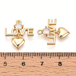 Brass Micro Pave Cubic Zirconia Pendants&nbsp;KK-N261-86G