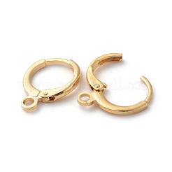 真鍮製のハギーフープピアス  水平ループ付き  リング  18KGP本金メッキ  15x11.5x2mm  穴：2mm  ピン：0.8mm&nbsp;KK-F808-07G