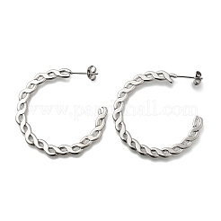 304ステンレススチールスタッドピアス  C字型  チェーンチャーム  ステンレス鋼色  40x41x1.5mm&nbsp;EJEW-F361-21P