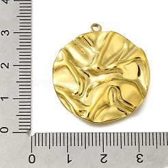 304ステンレスペンダント  テクスチャ  フラットラウンドのチャーム  ゴールドカラー  30.5x28x5mm  穴：1.8mm&nbsp;STAS-D192-02G