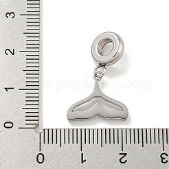 304ステンレスペンダント  rhonestoneと  魚尾  ステンレス鋼色  23.5mm  穴：4.5mm&nbsp;STAS-U005-30P