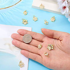 10Pcs 5 Styles Rack Plating Brass Micro Pave Cubic Zirconia Charms&nbsp;KK-TA0002-39