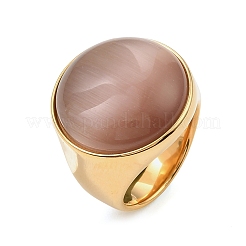 304 Stainless Steel Cat Eyes Finger Rings for Women&nbsp;RJEW-Z143-02G-01