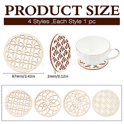 1 Set Wooden Carved Cup Mats&nbsp;WOOD-BC0001-26