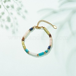 Natural & Synthetic Mixed Gemstone Disc Beaded Bracelet&nbsp;BJEW-JB08530