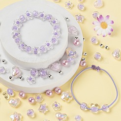 1 Bag 480Pcs Purple Transparent/Imitation Pearl Acrylic Beads&nbsp;DIY-LS0003-03